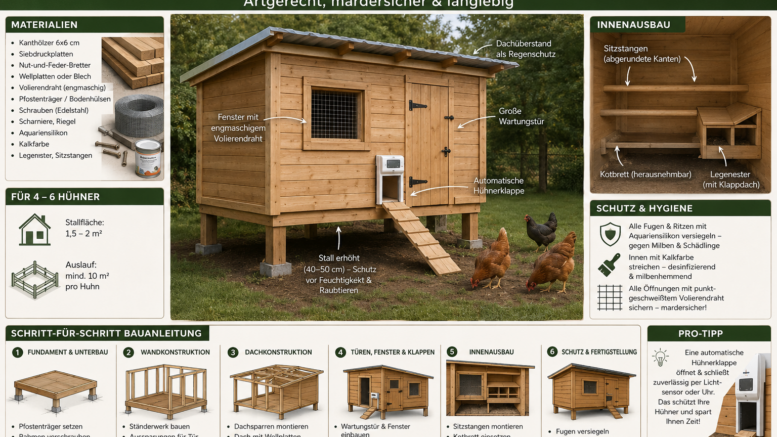 Hühnerstall selbst bauen Anleitung