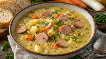 Landfrauen Kartoffelsuppe mit Würstchen